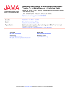 Historical Comparisons of Morbidity and Mortality for Vaccine