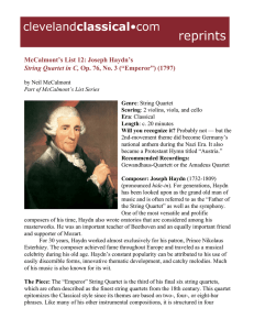 McCalmont`s List 12: Joseph Haydn`s String Quartet in C, ​ Op. 76