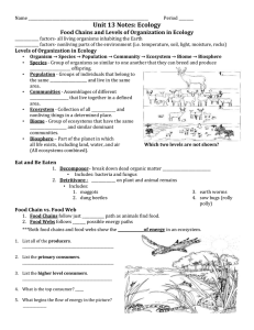 Ecology `16 Notes