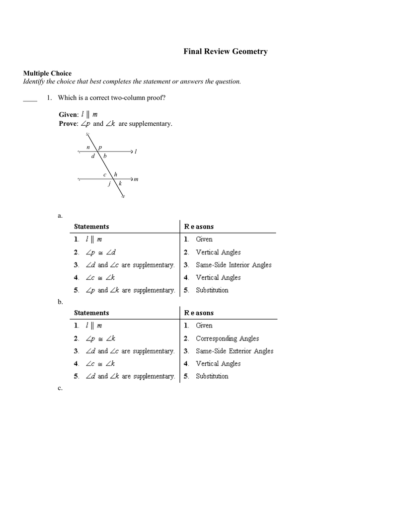 Final Review Geometry