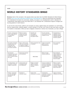 world history standards bingo