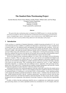 The Stanford Data Warehousing Project