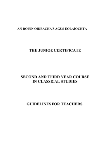 Classical Studies - Junior Certificate Second and Third Year