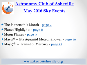 Astronomy Club of Asheville May 2016 Sky Events