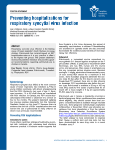 Preventing hospitalizations for respiratory syncytial virus infection
