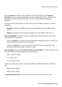 Present and past participles Source