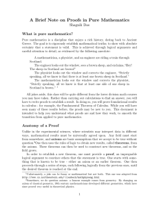 A Brief Note on Proofs in Pure Mathematics