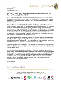 January 2017 Dear Parents/Carers RE: Year 7 English Trip: A Royal