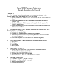 Astro 1010 Planetary Astronomy Sample Questions for Exam 2