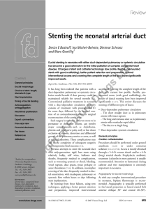 Stenting the neonatal arterial duct