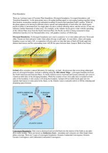 Plate Boundaries There are 3 primary types of Tectonic Plate