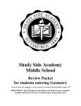 Shady Side Academy Middle School Review Packet for students