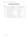 Unit 6: Reactions and Stoichiometry