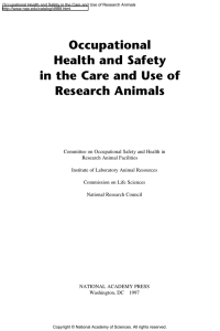 Occupational Health and Safety in the Care and Use of Research