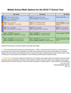 Middle School Math Options for the 2016-17 School Year