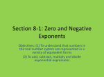 Section 8-1: Zero and Negative Exponents