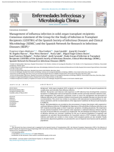 Management of influenza infection in solid