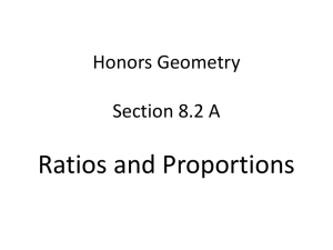 Honors Geometry Section 8.2 A Ratios and Proportions