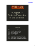 - Chapter 7 - Periodic Properties of the Elements