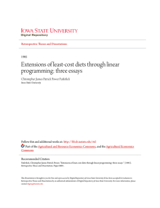 Extensions of least-cost diets through linear programming: three