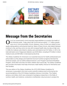 USDA Dietary Guidelines for Americans 2015-2020