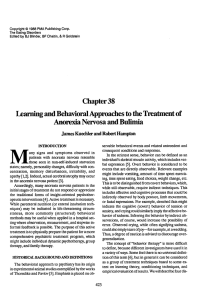 Learning and Behavioral Approaches to the Treatment of Anorexia