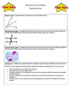 Geometry Unit 3 Vocabulary Angles and Lines