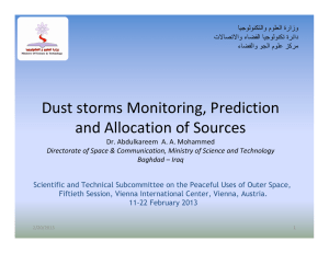 Dust storms Monitoring, Prediction and Allocation of Sources