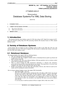 Database Systems For XML Data Storing