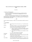 Notes on the First Law of Thermodynamics Chemistry CHEM 213W