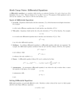 Math Camp Notes: Di erential Equations