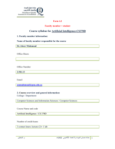 Form 4.2 Faculty member + student Course syllabus for Artificial