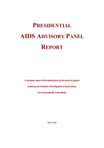 PRESIDENTIAL AIDS ADVISORY PANEL REPORT