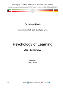 Psychology of Learning - Lehrstuhl für Pädagogik