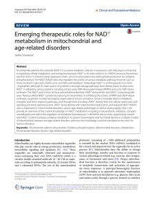 Emerging therapeutic roles for NAD+ metabolism in mitochondrial