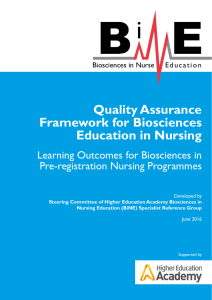 Quality Assurance Framework for Biosciences Education in Nursing