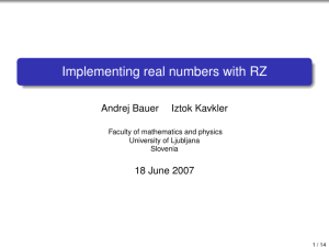 Implementing real numbers with RZ
