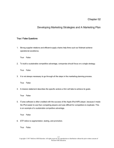 Chapter 02 Developing Marketing Strategies and A Marketing Plan