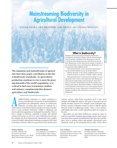 Mainstreaming Biodiversity in Agricultural Development