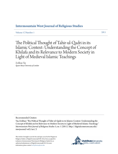 The Political Thought of Tahir-ul-Qadri in its Islamic Context