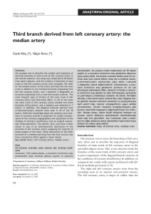 Third branch derived from left coronary artery: the median artery