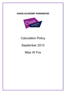 Calculation Policy - Oasis Academy Parkwood
