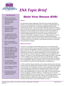 ENA Topic Brief: Ebola Virus Disease