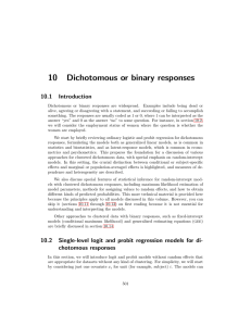 10 Dichotomous or binary responses