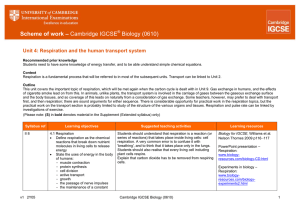 Scheme of work – Cambridge IGCSE® Biology