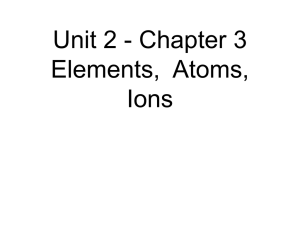 Unit 2 - Chapter 3 Elements, Atoms, Ions The elements Can we