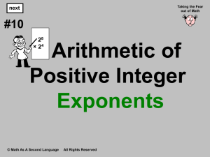 2. Arithmetic Of Positive Integer Exponents