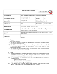 HAAD Standard for the Screening and Diagnosis of Breast Cancer