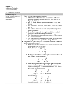 Chapter 17 Oxidation-‐Reduction Advanced Chemistry 17.1