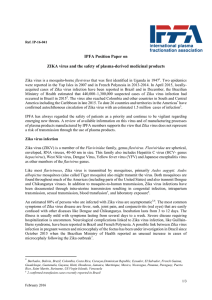 IPFA Position Paper on ZIKA virus and the safety of plasma